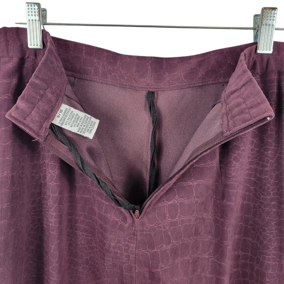 Crocodile Print Plum Purple Pants Women 9/10  Business Casual Retro Style Lounge - Picture 10 of 14